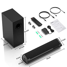 Load image into Gallery viewer, Sound Bars for TV with Subwoofer, 2.1 Deep Bass Small Soundbar TV Monitor Speaker Home Theater Surround Sound System for PC Gaming with Bluetooth/AUX/Optical Connection, Wall Mountable 17-inch