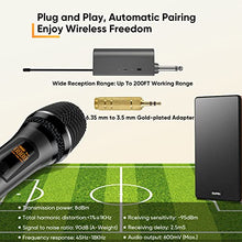 Load image into Gallery viewer, Rechargeable Wireless Microphones,UHF Dual Handheld Dynamic Mic Karaoke System with Rechargeable Microphones and Receiver, 200 ft Range, 1/4’’&1/8’’ Output for Amplifier, PA System