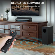 Load image into Gallery viewer, Sound Bars for TV with Subwoofer, 2.1 Deep Bass Small Soundbar TV Monitor Speaker Home Theater Surround Sound System for PC Gaming with Bluetooth/AUX/Optical Connection, Wall Mountable 17-inch