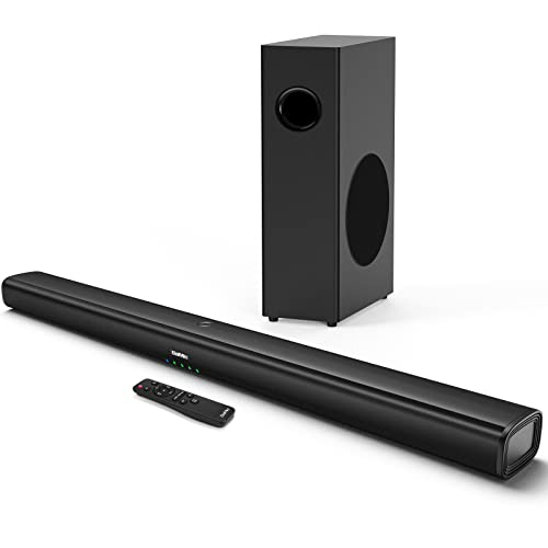 Sound Bars for TV with Subwoofer, 100W Soundbar 2.1 CH Surround Sound System, DSP Home Theater Audio, Bluetooth 5.0/Optical/RCA Connectivity