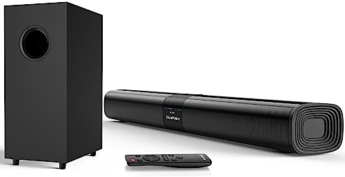 Sound Bar with Subwoofer, 24 Inch Soundbar for TV, Sound Bars for TV with Optical, HDMI(ARC), AUX Inputs, Detachable Bluetooth Surround Sound System for TV, Cabinets For Loudspeakers