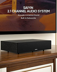 Saiyin Sound Bars for TV, 2.1 CH PC Sound Bars with Built-in Subwoofer, Deep Bass Soundbar with Bluetooth, Home Audio Surround Sound Base for Home Theater/PC Gaming, Remote Control AUX/RCA/Opt/Coax