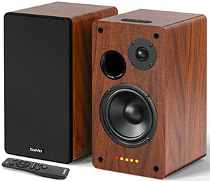 Bluetooth Bookshelf Speaker, Powered Speakers Active 2.0 Stereo 36W X 2 Studio Monitors with Optical/Coxial/RCA inputs/Subwoofer Line Out for Turntable, TVs（Updated with Buttons Control）