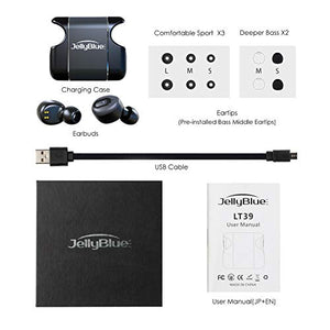 [Upgraded Version of LT39] Deep Bass Wireless Earbuds with apt-X HD Stereo Sound, JellyBlue LT39 Plus Sport Bluetooth Earbuds, CVC8.0 Noise Cancellation, 8H Playtime, Waterproof, Microphone, Gray