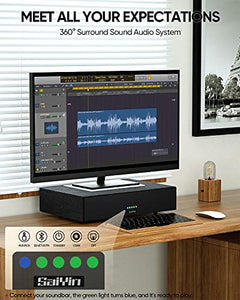 Saiyin Sound Bars for TV, 2.1 CH PC Sound Bars with Built-in Subwoofer, Deep Bass Soundbar with Bluetooth, Home Audio Surround Sound Base for Home Theater/PC Gaming, Remote Control AUX/RCA/Opt/Coax