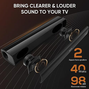 Sound Bars for TV, 40 Watts Small Soundbar for TV,Surround Sound System TV Sound Bar Speakers with Bluetooth/Optical/AUX Connection for PC/Gaming/Projectors,17inch