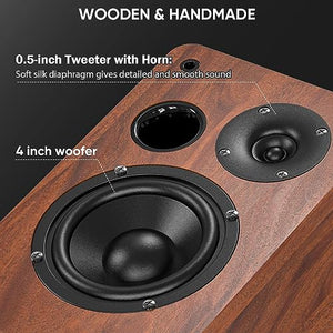 Bluetooth Bookshelf Speakers, 40W X 2 Powered TV Speakers with 4 Inch Woofer, Turntable Speakers with Optical/AUX Input/Subwoofer Line Out for PC and TVs