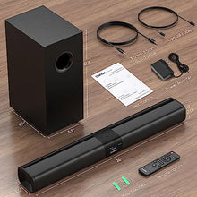 Load image into Gallery viewer, Sound Bar with Subwoofer, 24 Inch Soundbar for TV, Sound Bars for TV with Optical, HDMI(ARC), AUX Inputs, Detachable Bluetooth Surround Sound System for TV, Cabinets For Loudspeakers