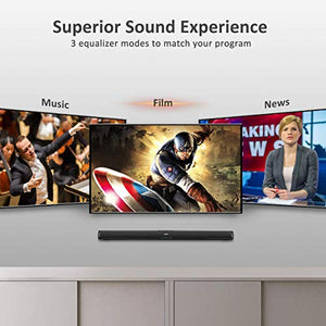 Sound Bars for TV, Wired and Wireless Bluetooth 5.0 TV Stereo Speakers Soundbar 32’’ Home Theater Surround Sound System Optical/Coaxial/RCA Connection, Wall Mountable