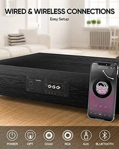 Saiyin Sound Bars for TV, 2.1 CH PC Sound Bars with Built-in Subwoofer, Deep Bass Soundbar with Bluetooth, Home Audio Surround Sound Base for Home Theater/PC Gaming, Remote Control AUX/RCA/Opt/Coax