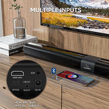 Load image into Gallery viewer, Sound Bar with Subwoofer, 24 Inch Soundbar for TV, Sound Bars for TV with Optical, HDMI(ARC), AUX Inputs, Detachable Bluetooth Surround Sound System for TV, Cabinets For Loudspeakers